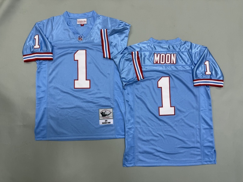 Men 2025 Tennessee Titans #1 Moon Light blue Throwback Limited NFL Jersey style 001
